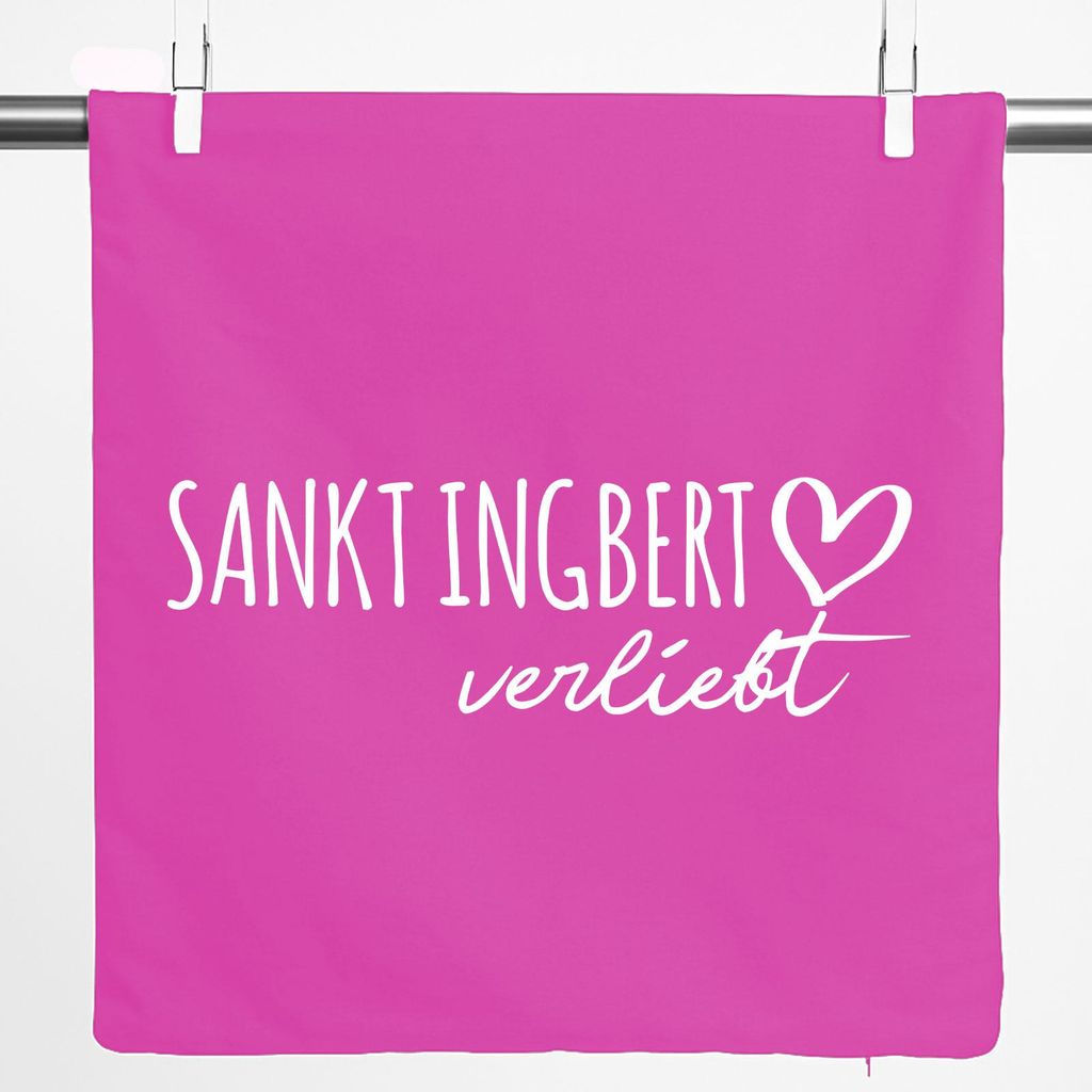 Huuraa Kissenbezug Sankt Ingbert verliebt 40x40cm Fuchsia Baumwolle Dekokissenbezug Geschenkidee