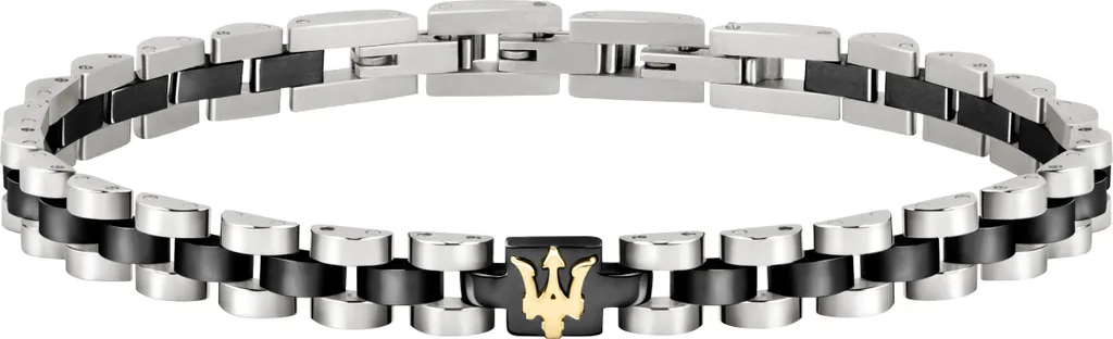Bracelet Maserati acier inoxydable bicolore noir et YG argenté