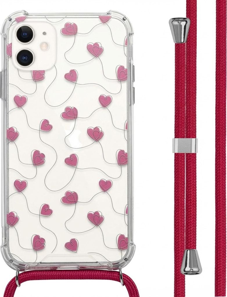 imoshion Design Hülle mit Band iPhone 11 - Dusty Rose Connected Hearts