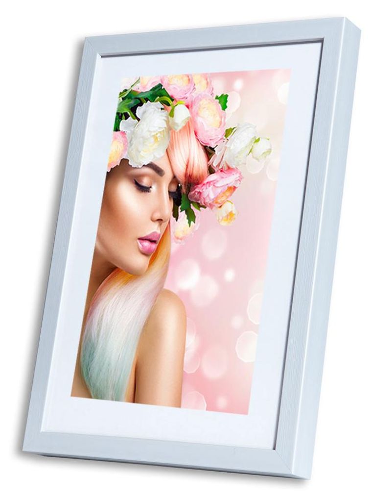 KS15 Bilderrahmen Lifestyle Foto Rahmen Collage Wanddeko Poster Holzoptik - Farbe: Weiss | Format: 50x50