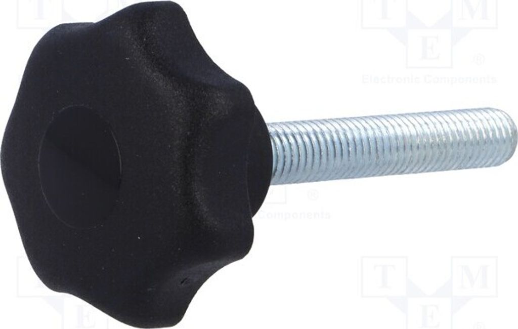 1x Rändelschraube 45mm Außengew: M8 Ø: 40mm H: 27mm Deckel: schwarz VCT.40 P-M8X4