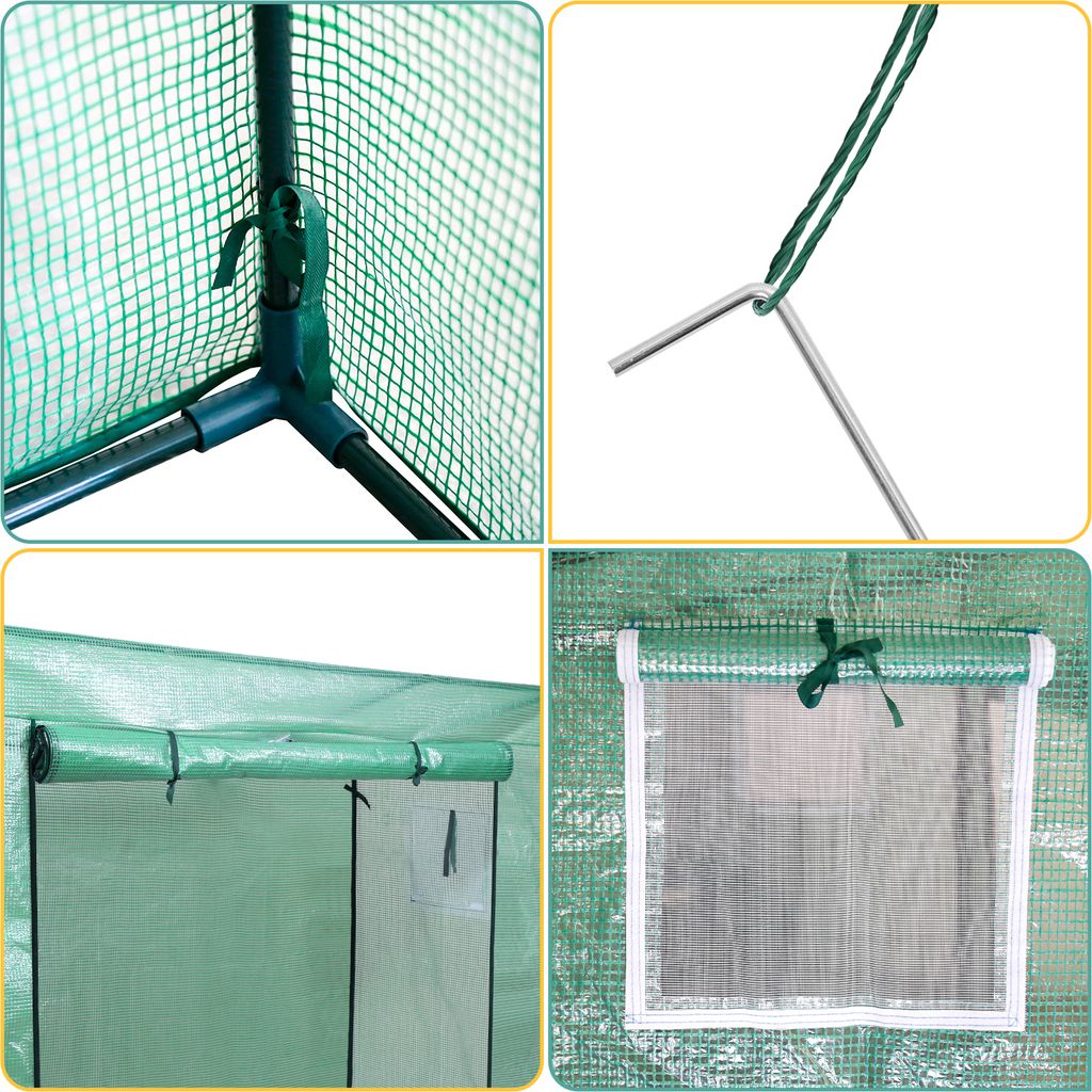 TolleTour Foliengewächshaus 140 g/m2, PE halbtransparent, wasserdicht wetterfest,grün, 200x80x150/169cm