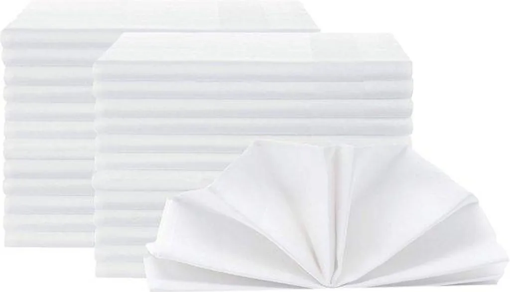 Linge de table : serviettes de table en damas de coton 50x50 cm blanches