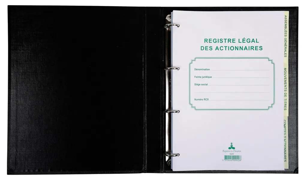 Registre Actionnaires 100 Feuillets Numérotés Noir Le Dauphin 942D - 3