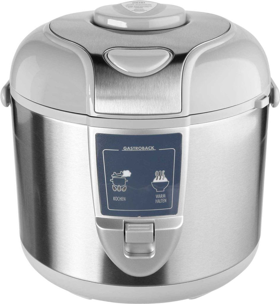 A studio shot of a rice cooker against a white background.