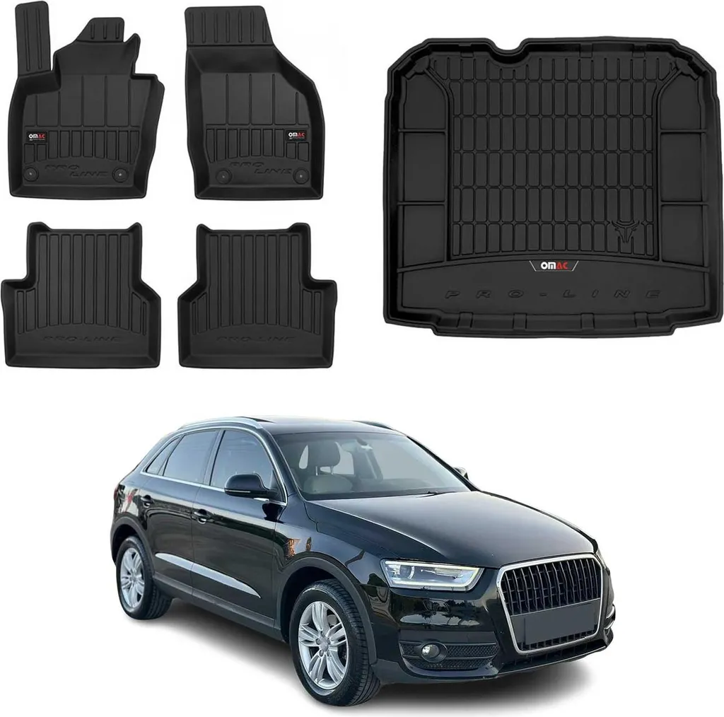 Accessori Audi Q3 8U: Kit Tappetini Gomma e Vasca Baule OMAC Nero