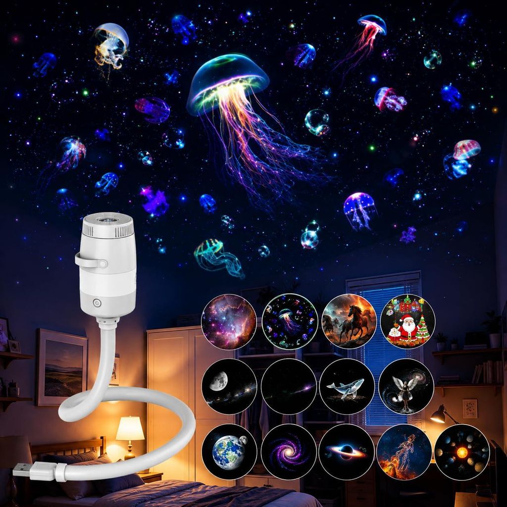 5D Holografische Sterrenhemelprojector mit 13 Filmen, LED, Weiß