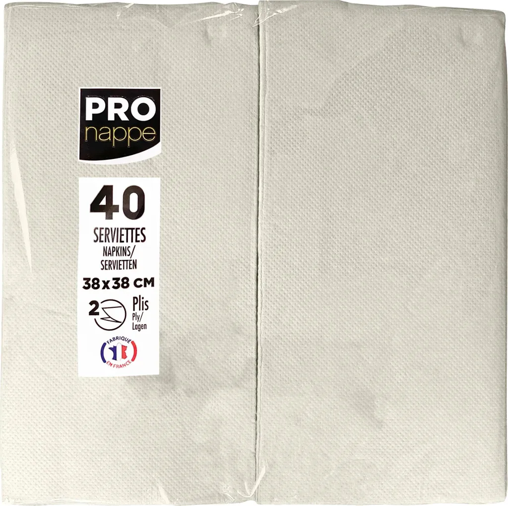 Pronappe SV623902I Serviettes Ouate 2 Plis 30x40 Pliage 1/8 Ivoire x1200