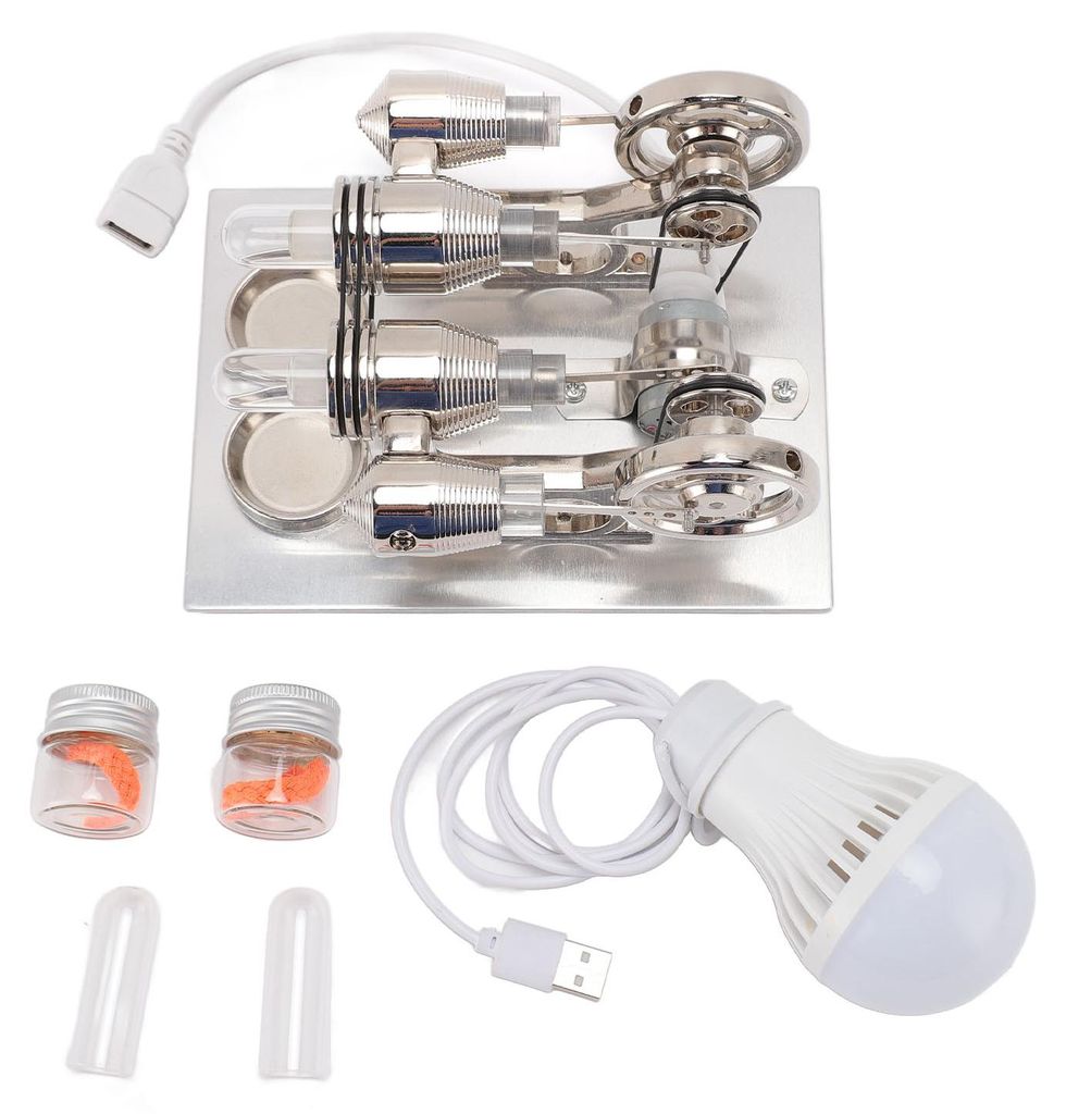 Stirlingmotor-Modell, wissenschaftliches Modell, LED-Beleuchtung, Spielzeug, Physiklabor, Lehrmodell für Kinder