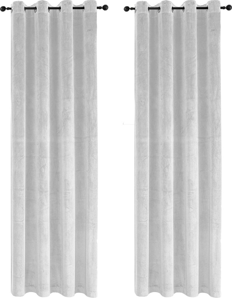 Vorhang 2er Set Ösen Weiß Verdunkelung 140x245 cm Samt weich Gardine