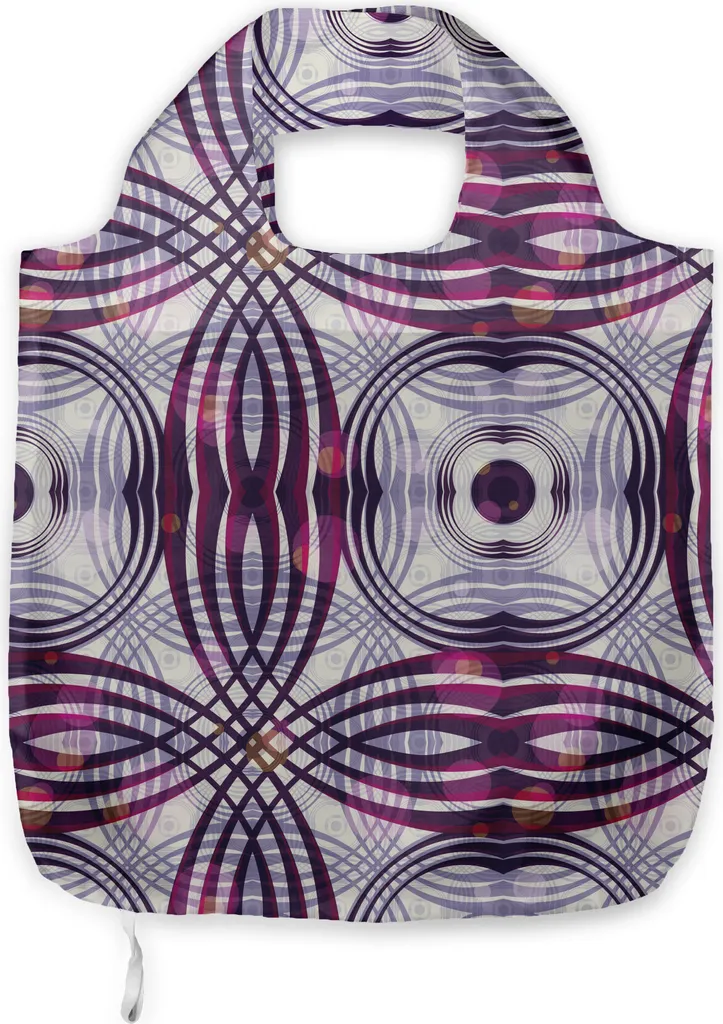 ABAKUHAUS Borsa tote in tessuto, strisce geometriche circolari, pratica borsa per lo shopping di tutti i giorni, lavanda prugna