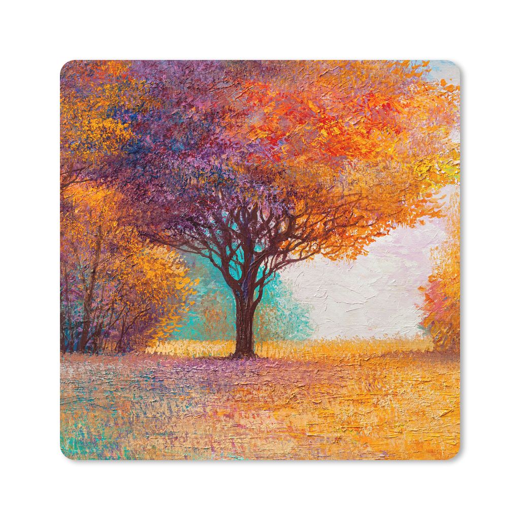 MuchoWow Mauspad Mousepad Ölgemälde - Baum - Farben 30x30 cm - Mousepads - Maus Mat - Pad - Mausunterlage - Gaming