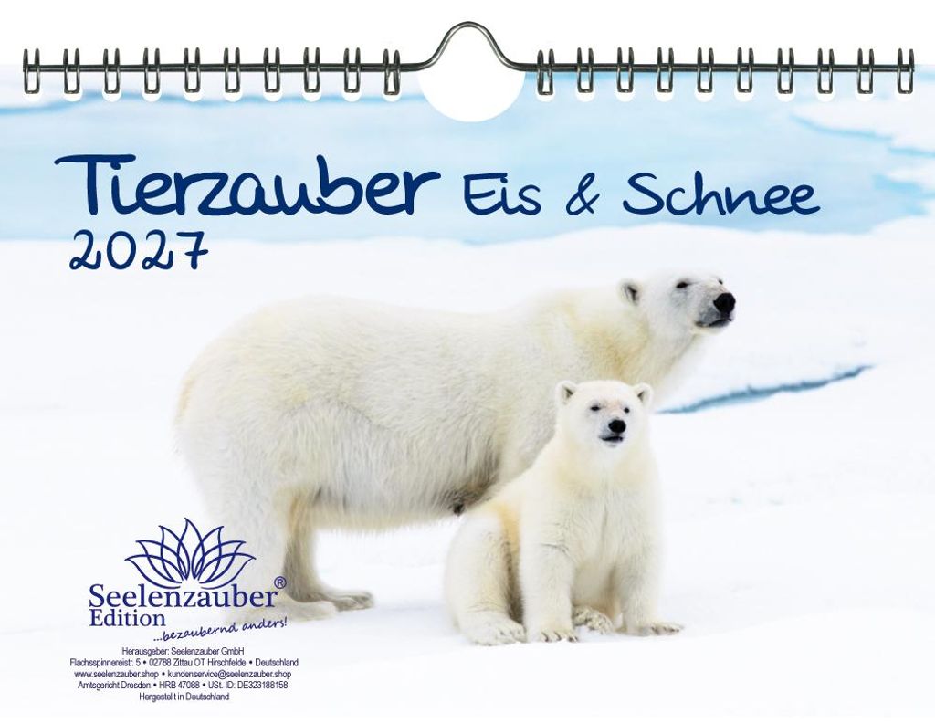 Tierzauber Eis und Schnee DIN A5 Kalender für 2027 Tiere aus dem Polargebiet - Seelenzauber