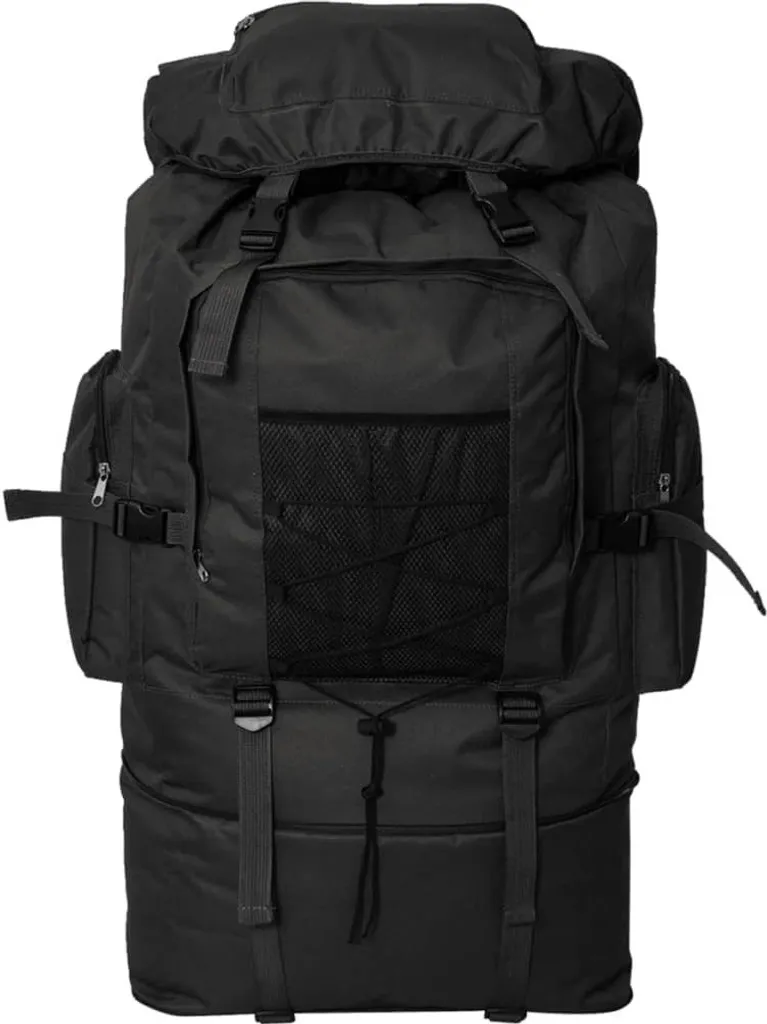 Zaino Militare XXL 100L vidaXL Nero - Robusto Zaino Trekking ed Escursioni