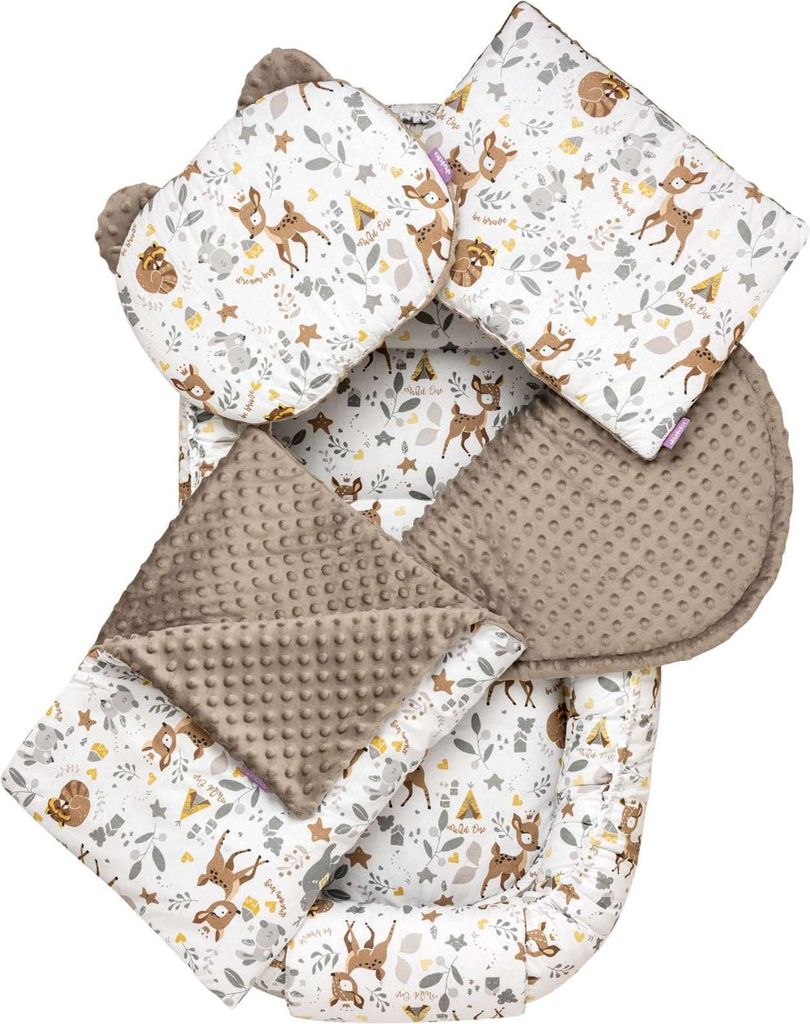 Magical Woodland & Mokka Minky 5-teiliges Set XXL Babynest Produktbild 