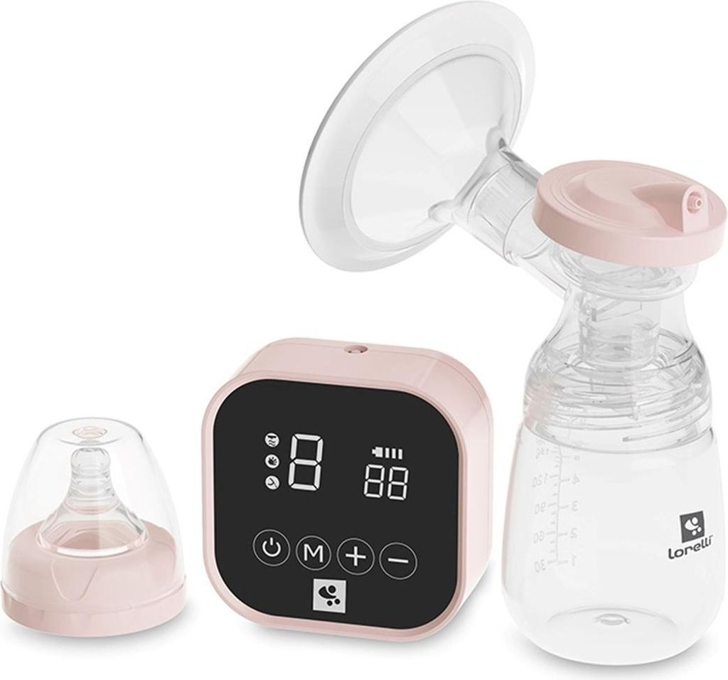 Lorelli Milchpumpe Lea elektrisch 180 ml Timer LED-Anzeige 4 Modi 9 Vakuumstufen rosa