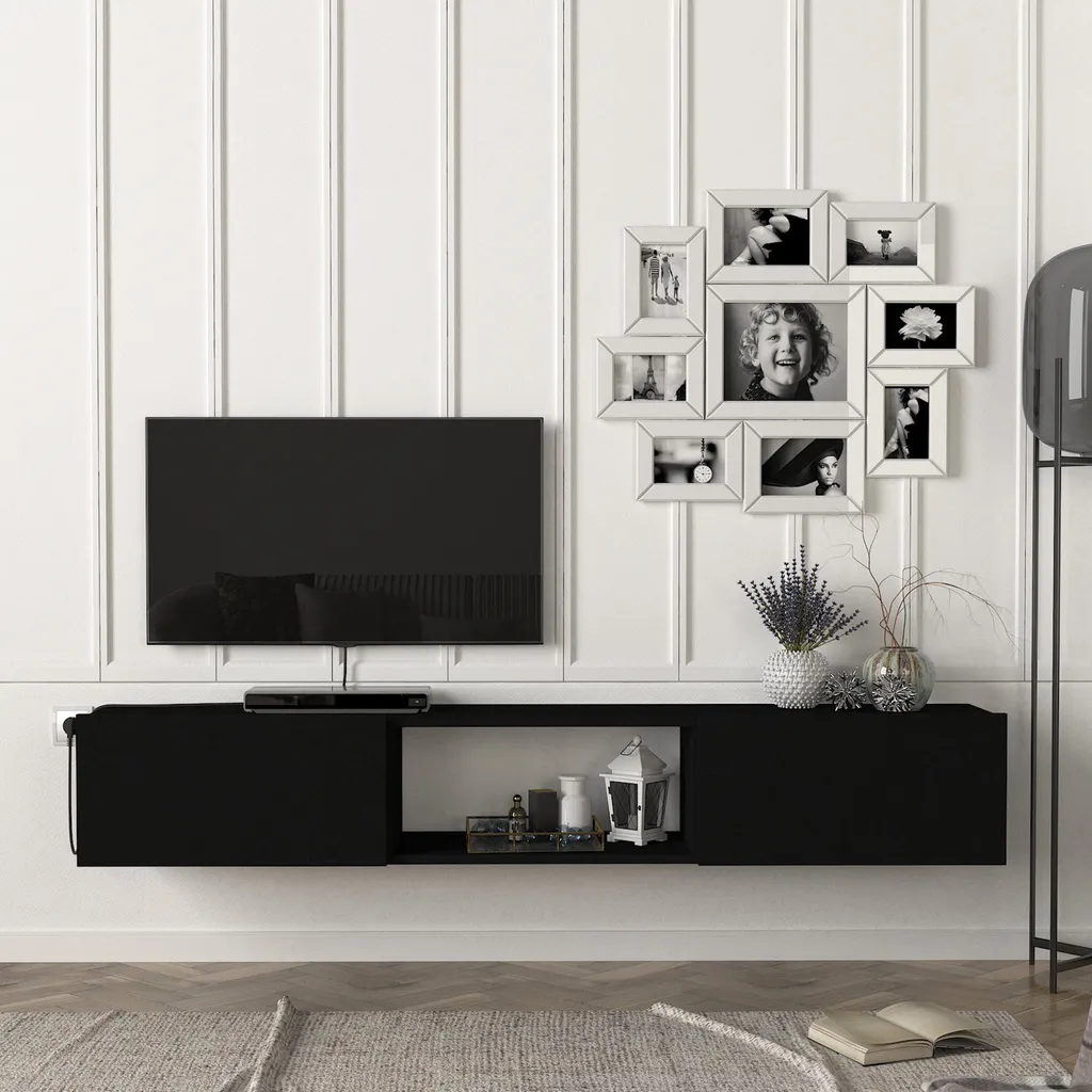 Porta TV Paltamo 180cm Nero: Il Mobile Ideale per Famiglie Moderne