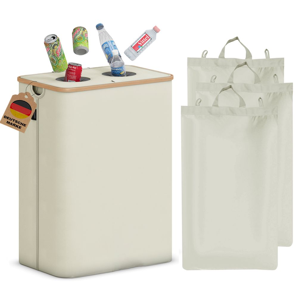 Adeldream 140L 2 Fächer Pfandflaschen Sammelbehälter Groß Pfandflaschen Aufbewahrung Behälter Leergut & Altglas Aufbewahrung Softgrip-Griffen F...