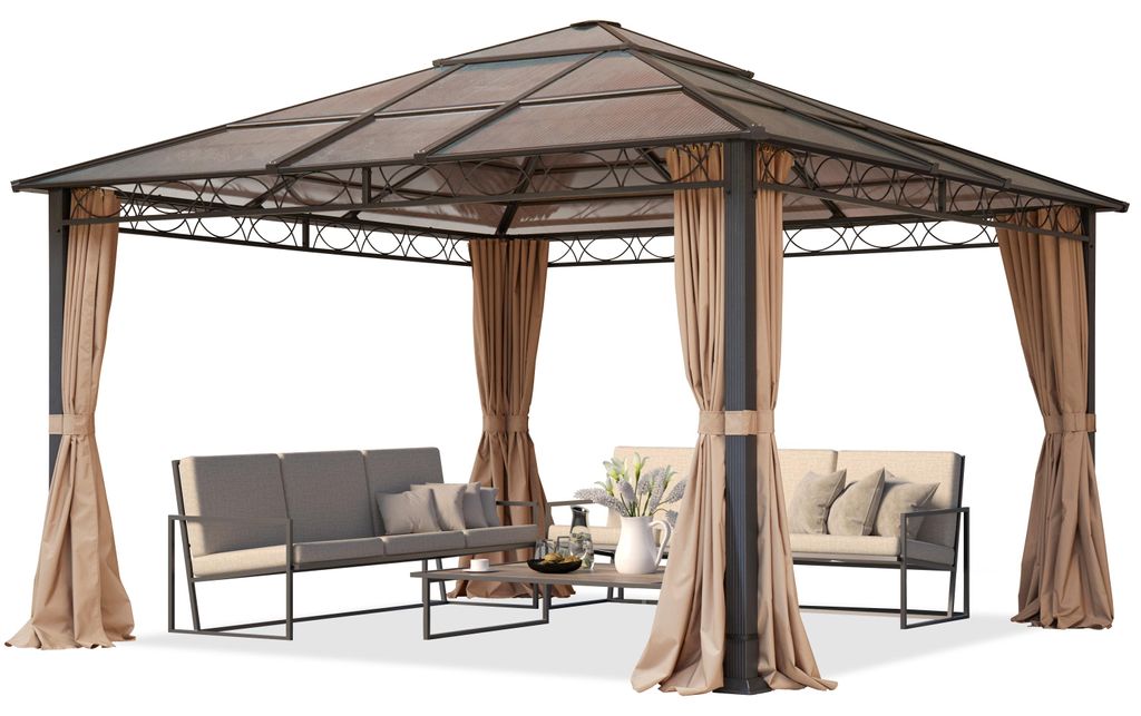 Gartenpavillon 4x4 m wasserdicht ALU Deluxe Pavillon mit 4 Produktbild 