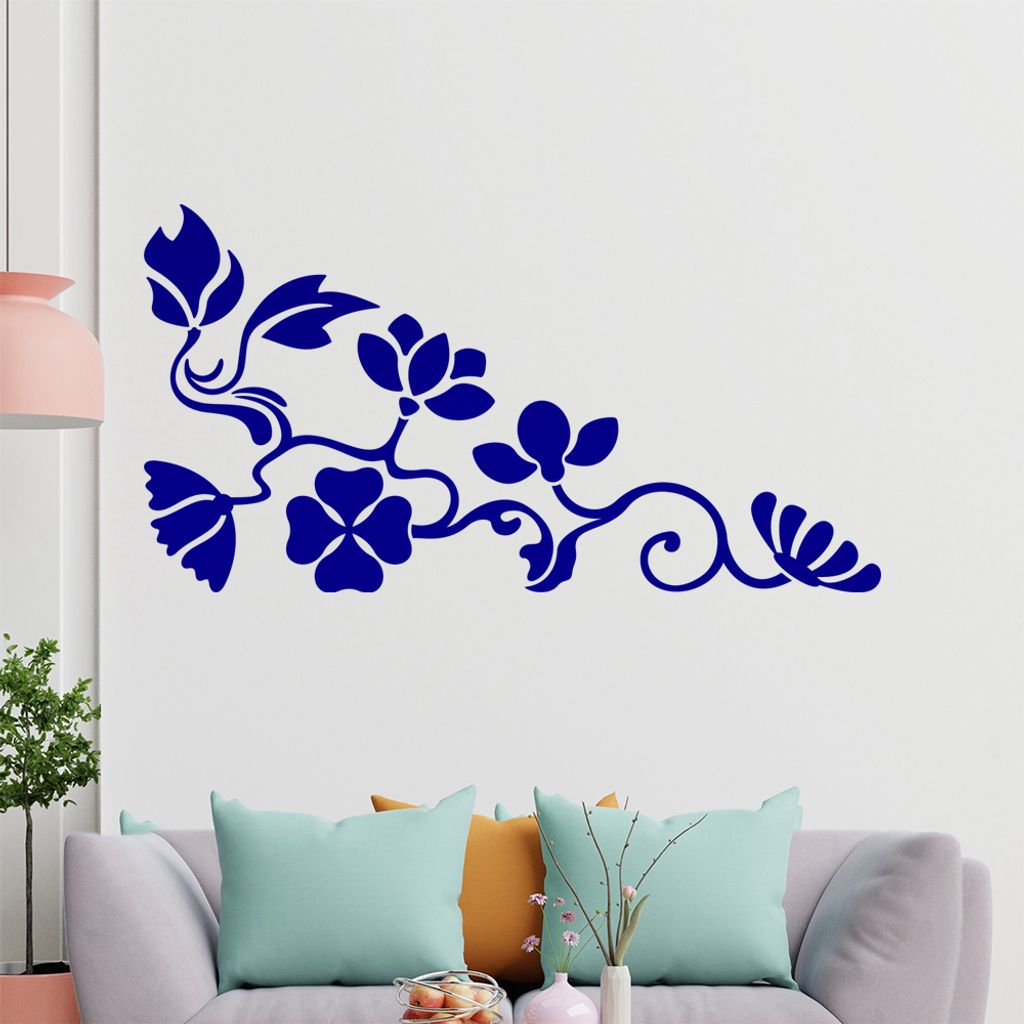 Eckeornament -Blüten - Kleeblatt Wandtattoo in 6 Größen - Wandaufkleber Wall Sticker - Dekoration, Küche, Wohnzimmer, Schlafzimmer, Badezimmer