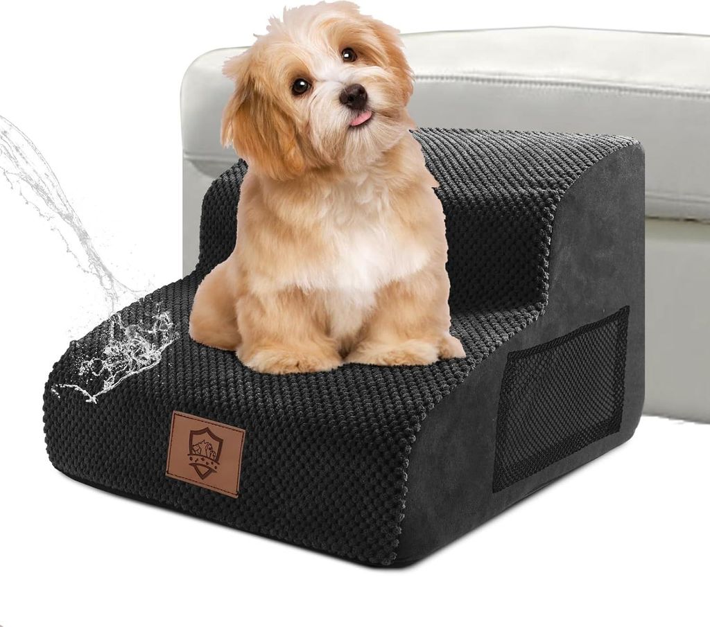 Wasserfeste Hundetreppe für kleine Hunde - Rutschfest - 2 Stufen - Langlebig - Aus hochdichtem Schaumstoff - Waschbar - Für Sofa, Bett und Katzen...