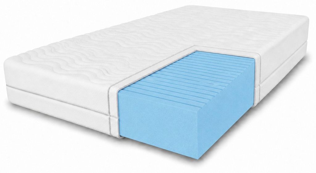 Schaummatratze Olivia mit Massageschicht, 100x200 cm, Schaummatratze Höhe ca. 10 cm, Härtegrad H3, Farbe: Weiß, Hochflexibler Schaum inkl. Bezug