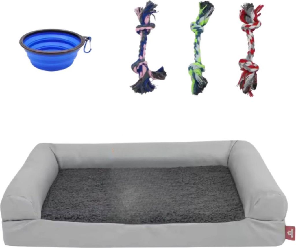 Hunde- und Katzenbett – 76cm – Hundesofa – Hundesessel – Abnehmbarer Bezug – Waschbar – Hellgrau