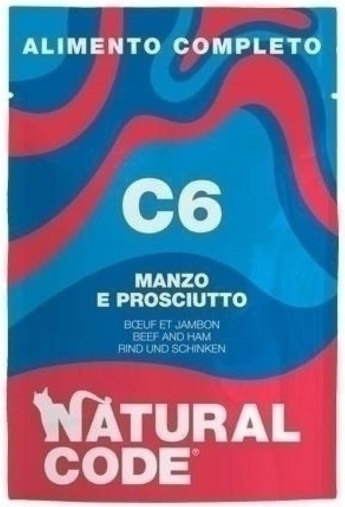 Natural Code C6 - Vollwertnahrung Für Katzen 70G - Rind, Schinken & Karotte