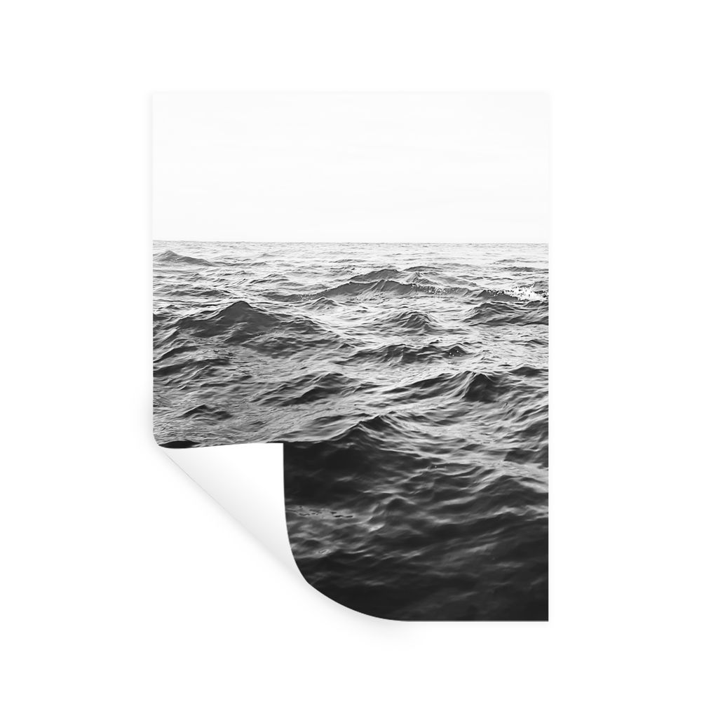 MuchoWow Wandtattoo Wandsticker Wandaufkleber Meer - Wasser - Natur - Schwarz und weiß 90x120 cm Selbstklebend und Repositionierbar - Faltenfrei