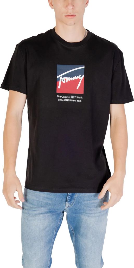 Tommy Hilfiger Herren Bio-Baumwoll T-Shirt Schwarz : Größe - L Größe: L