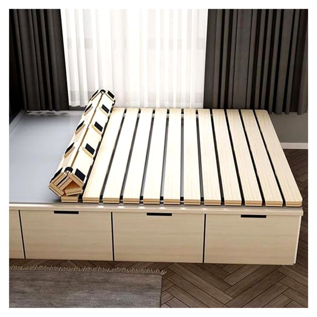 Feuchtigkeitsbeständiges, atmungsaktives, faltbares Hartbettbrett – Tatami-Skelett | Massivholz-Bettrahmen für Taillenunterstützung und Atmung...