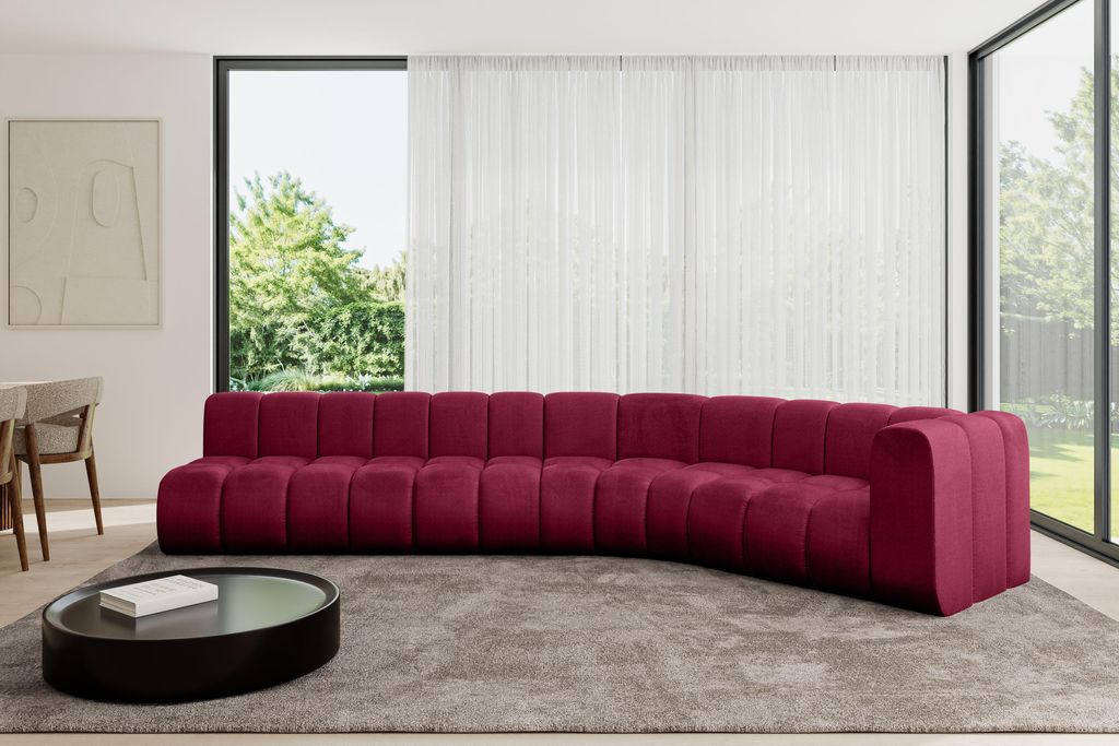 ALTDECOR Modulares Sofa Ecksofa in L-Form - Karex-L2 - 399x194x70 cm Bordeauxrot - Corner modular Sofa Eckcouch Couch Wohnlandschaft Cauchsofa Bode...