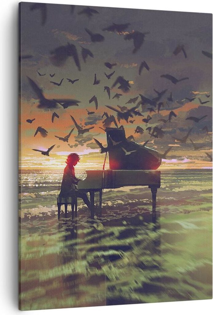 Bild auf Leinwand - Leinwandbild - Einteilig - Klaviermusik - 50x70cm - Wand Bild - Wanddeko - Wandbilder - Leinwanddruck - Kunstdruck - Wanddekora...