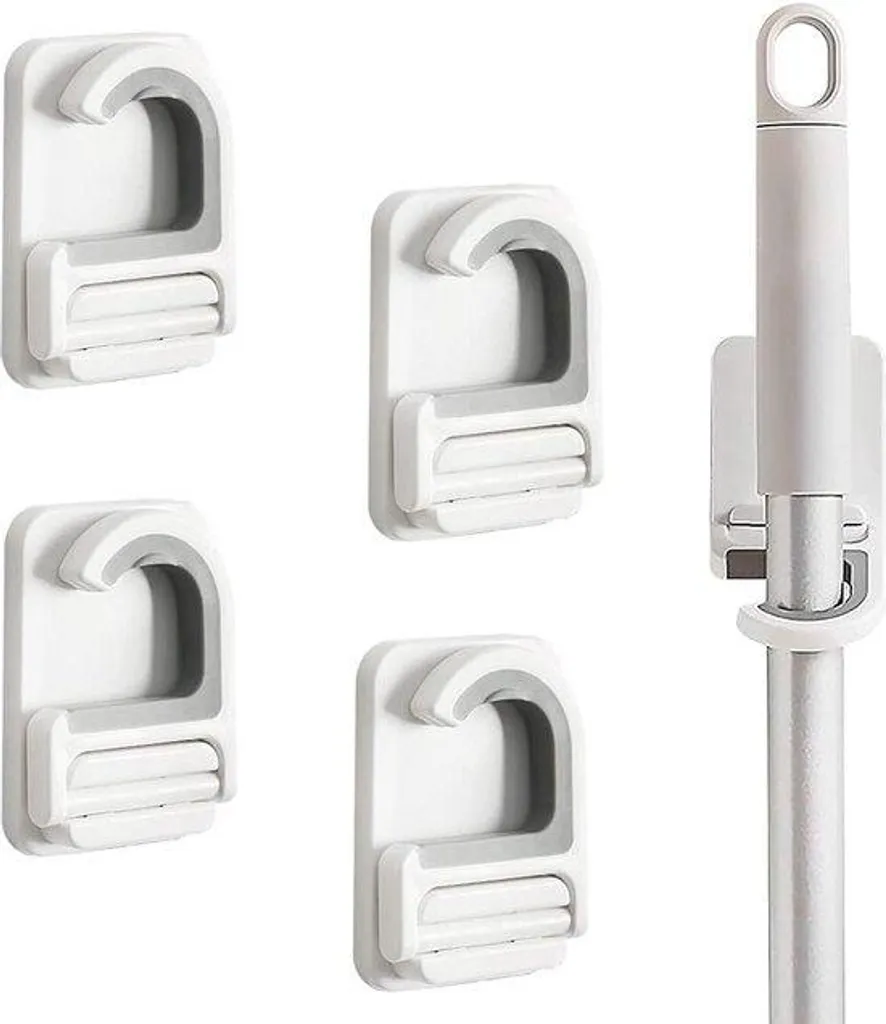 Porte-balai sans perçage lot de 4 - Fixation murale robuste et étanche