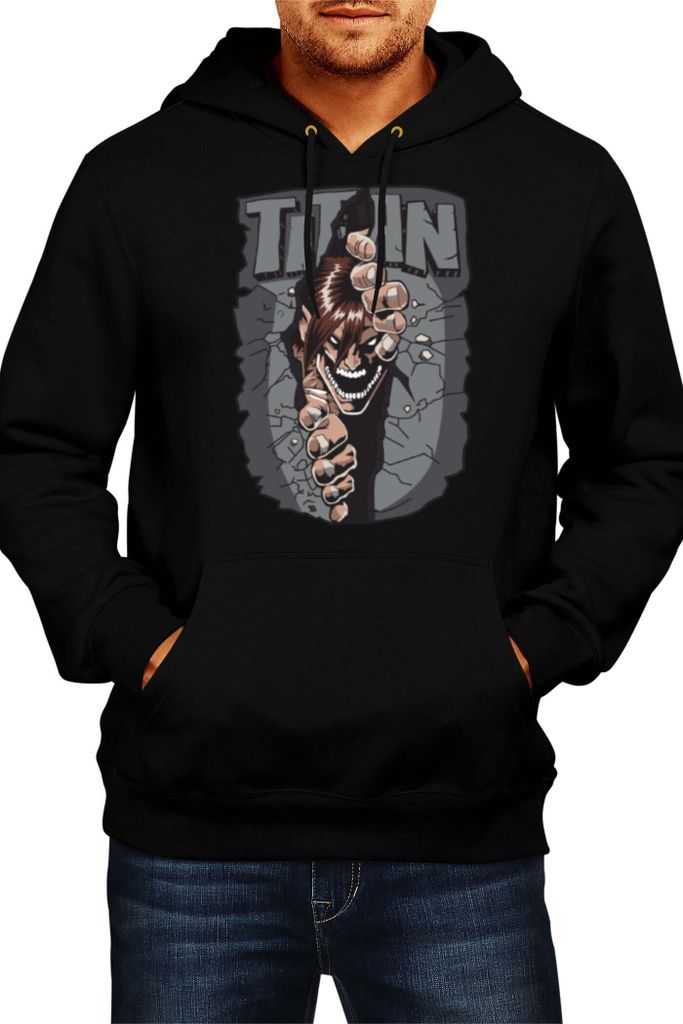 Herren Kapuzenpullover Japan Manga Comics Anime Attack Anime On Titan Angry Var-041 Angry Beasts, Man 2XL / Schwarz