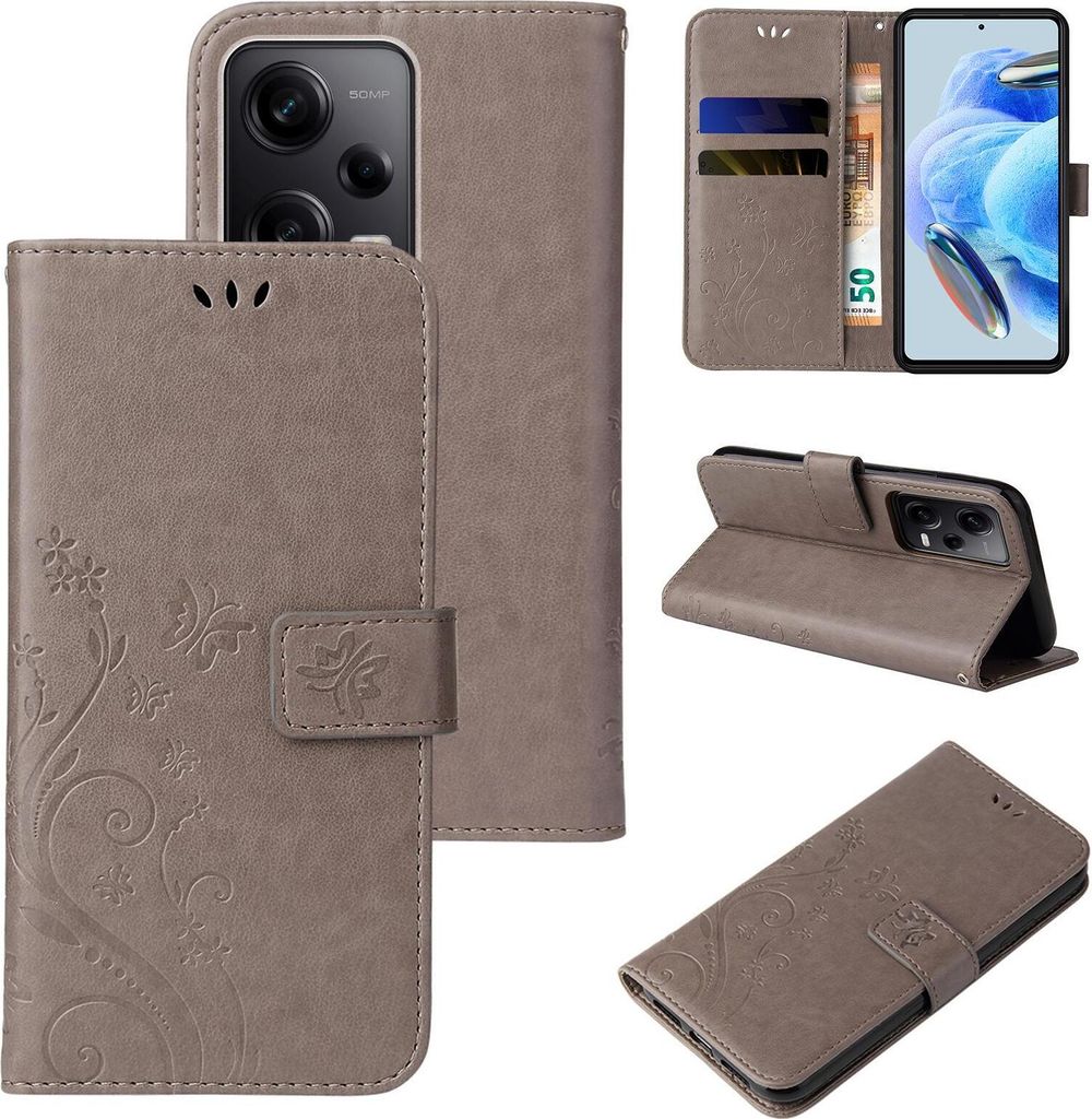 Collage of a phone case in different views and orientations.