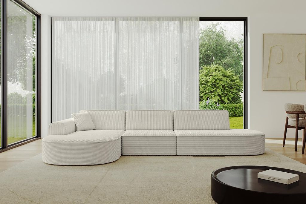 ALTDECOR Ecksofa in L-Form MARI-L2 - 328x171x79,5 cm Cremeweiß - Corner Sofa Bett Eckcouch Couch Wohnlandschaft Cauchsofa