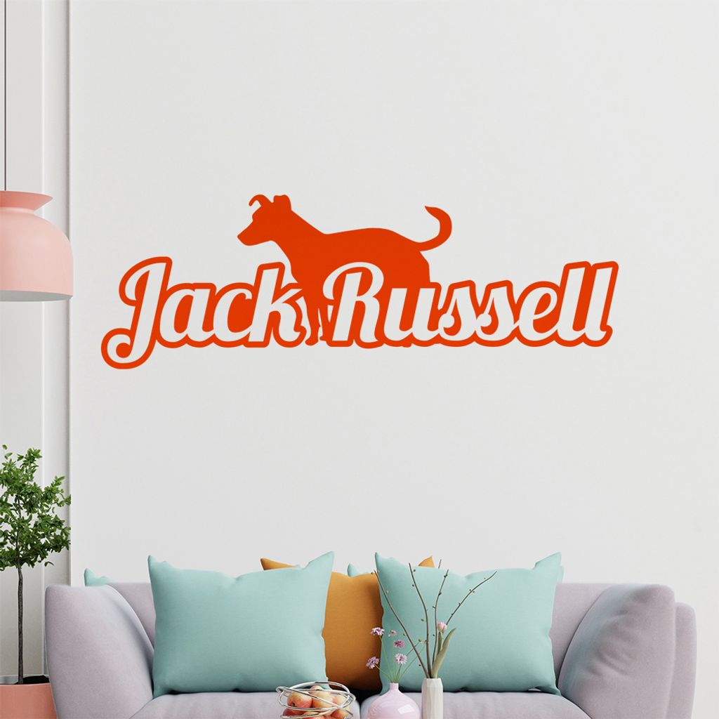 KIWISTAR Jack Russel mit Name Schrift Silhouette Wandtattoo in 6 Größen - Wandaufkleber Wall Sticker - Dekoration, Küche, Wohnzimmer, Schlafzimm...