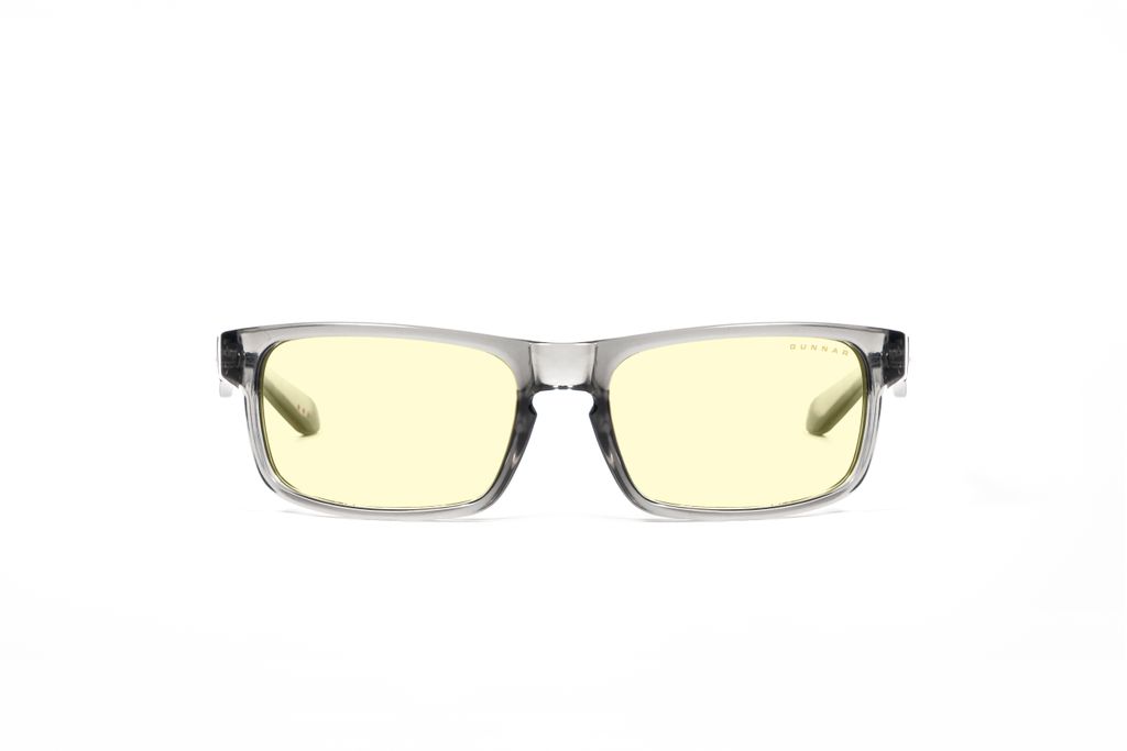 GUNNAR Gaming- und Computerbrille - Enigma, Smoke Rahmen, Amber Linsen - Blaulichtfilter Brille, Premium Blaufilter, UV-Schutz,