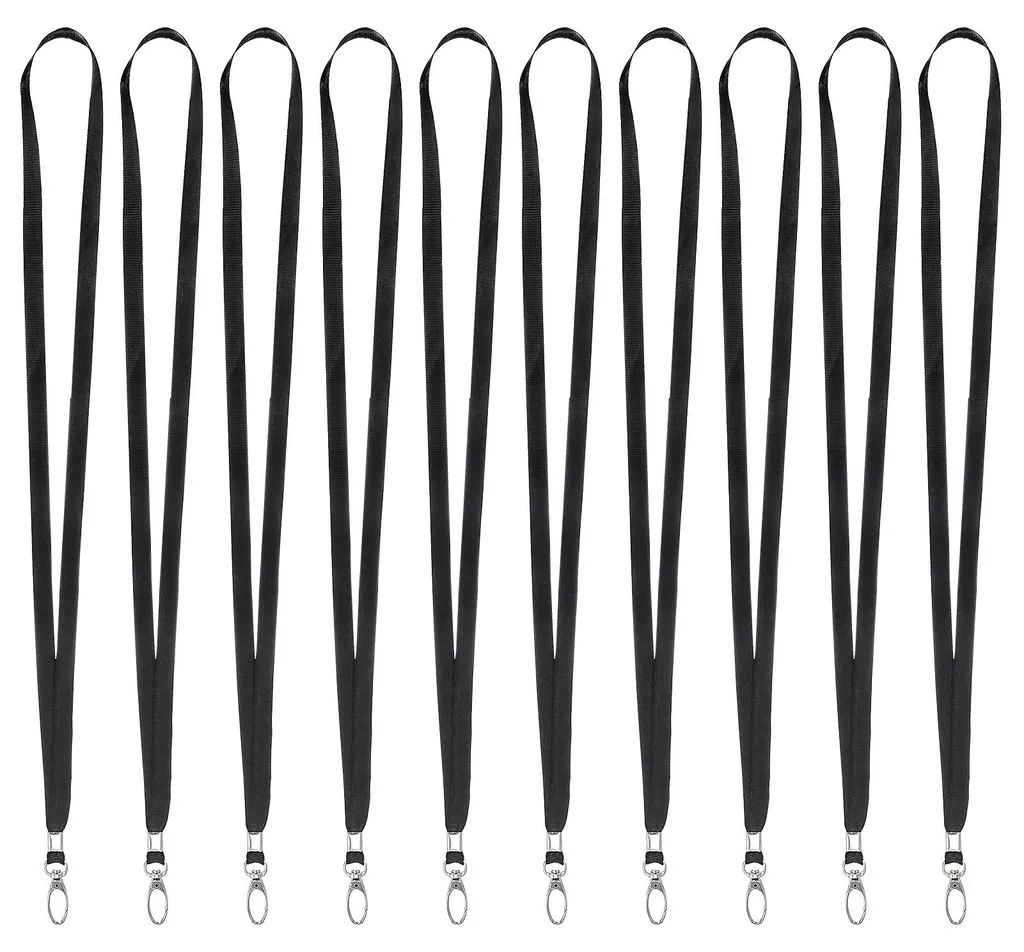 Porte-badge en Nylon Noir et Mousqueton en Métal pour Adulte - 10 pcs