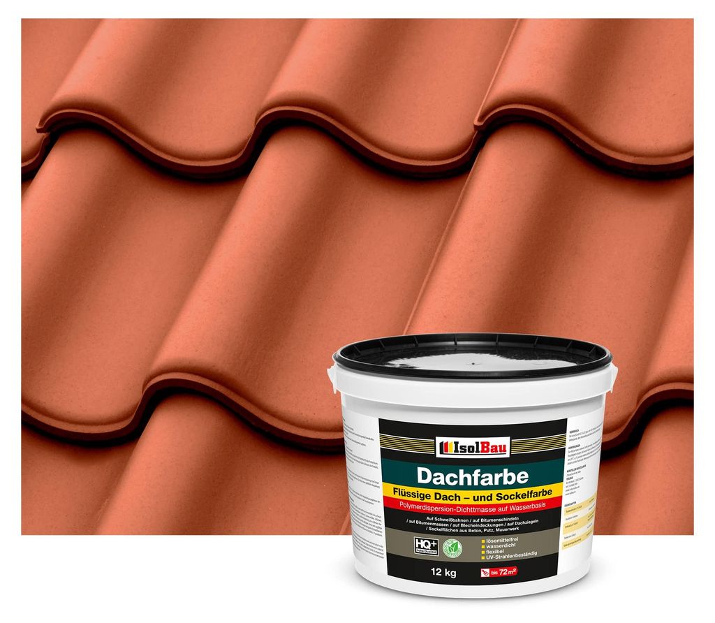 Isolbau Dachfarbe Ziegelrot 12 kg Sockelfarbe Dachlack Fassadenfarbe wasserdicht