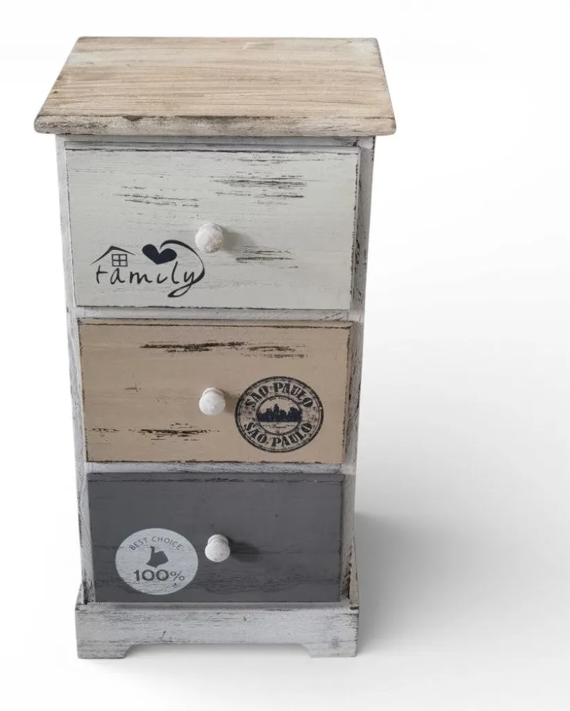 Meuble d'appoint en bois pour entrée ou chambre - Rangement 3 tiroirs