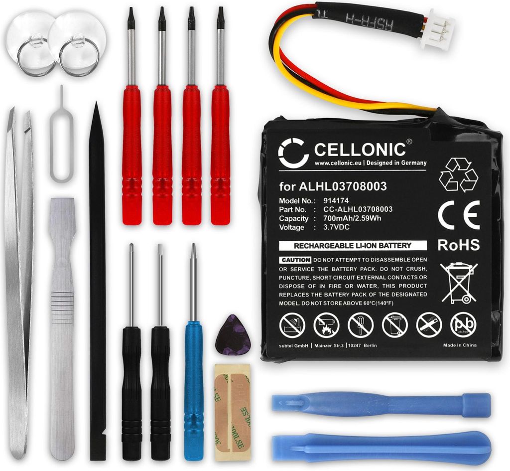 CELLONIC 1x Akku für Navigation Kompatibel mit TomTom Start 25, Star 25, Start 20, Quanta VF3k - (700mAh, 3.7V) + Werkzeug-Set