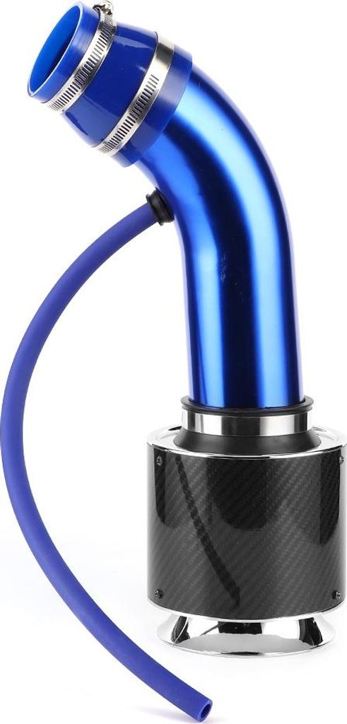 Kohlefaser-Stil, Auto-Kaltluft-Einlassfilter, Aluminium-Rohr-Set, 76 mm, 7,6 cm, Universal-Set (mittelgroßes blaues Rohr)
