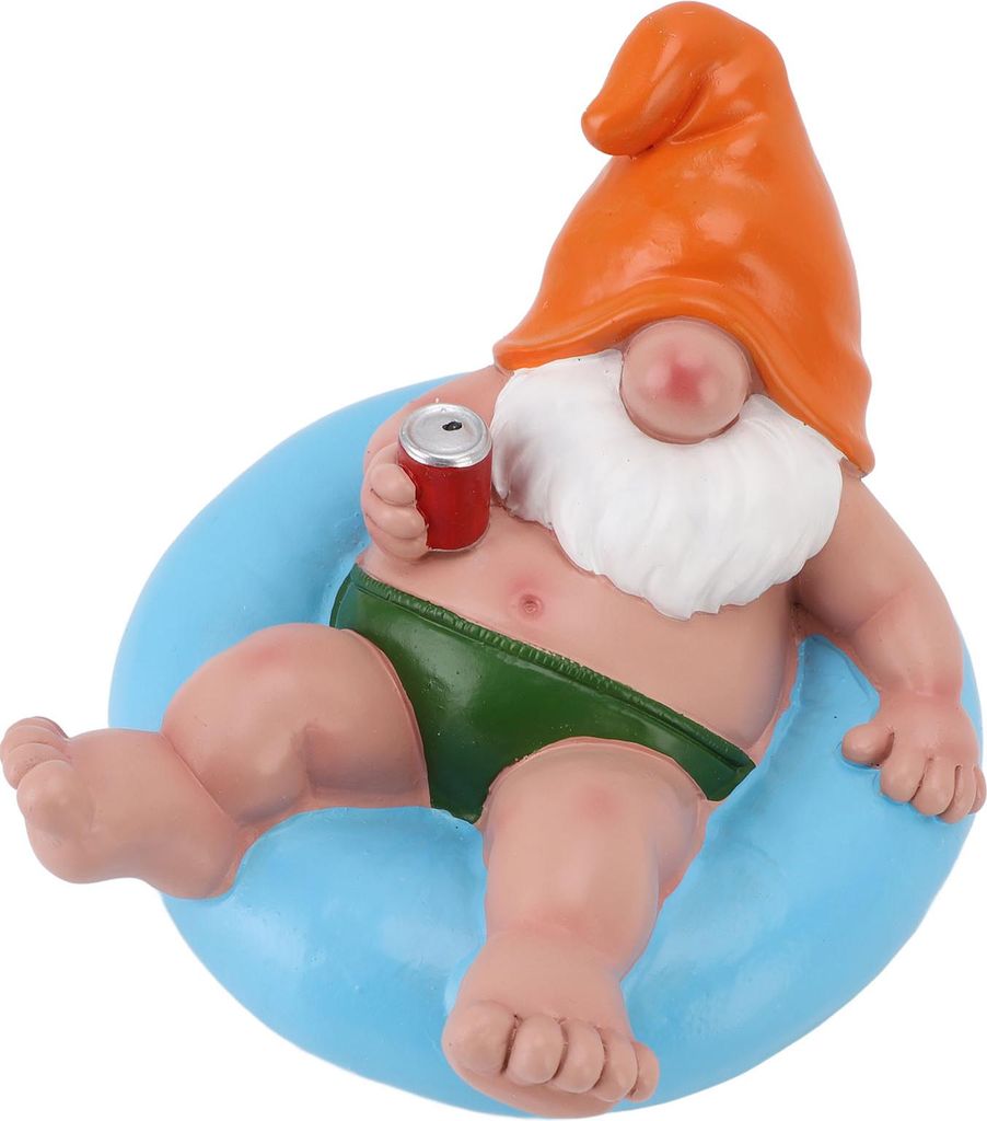 Pool Floater Gnome Statue Harz Pool Party entspannend lustig Garten schwimmende Gnom Figur für Outdoor-Dekor blau