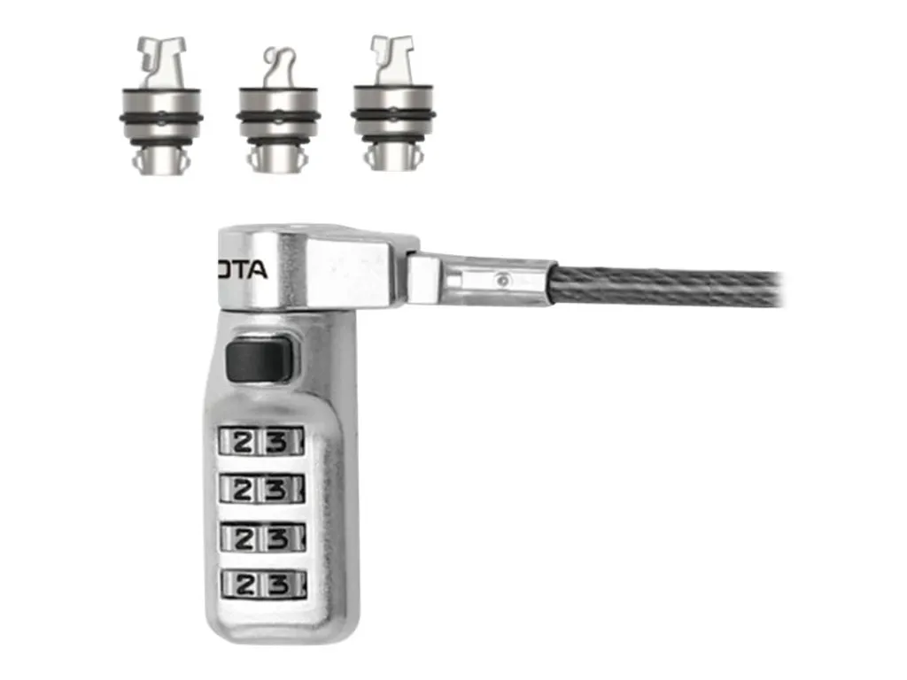 Dicota Univ Sec Cable Lock avec 3 têtes interchangeables et code - 3
