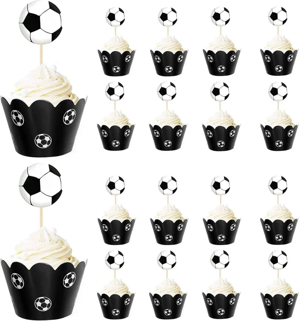 ZHIQIN Topper Cupcake Calcio 36 Pezzi Decorazioni Torta Compleanno Bambini