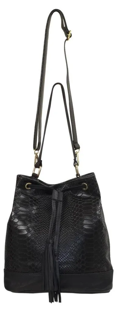 Sac à Main ERIKA en Cuir Noir avec Bandoulière Amovible pour Femme