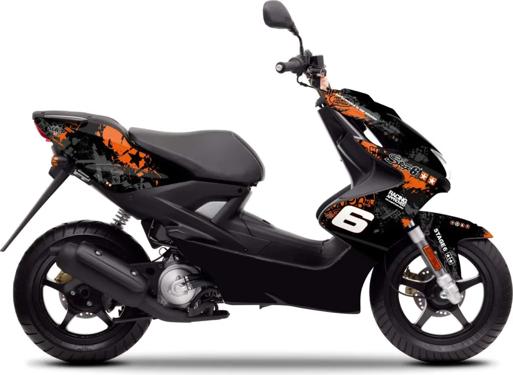 Kit déco Stage6 pour Yamaha Aerox et MBK Nitro - Design Orange/Noir