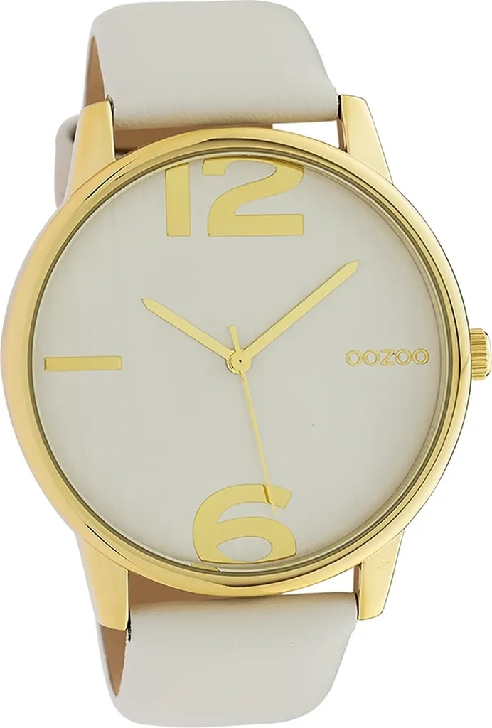 Montre femme Oozoo anti-irritation en cuir gris clair souple